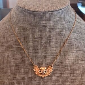 Owl Necklace Light Gold Color - Pre-loved (15"-17")